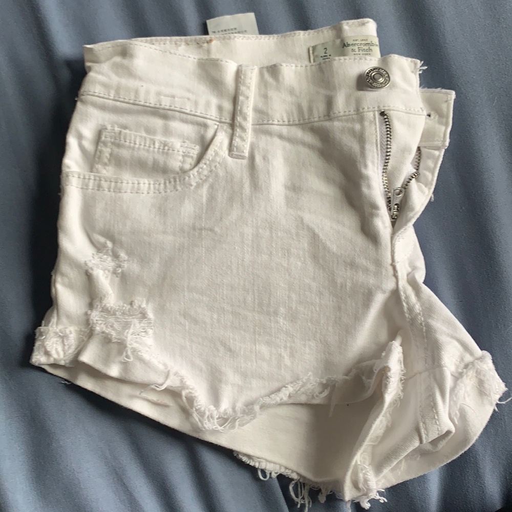 White jean shorts